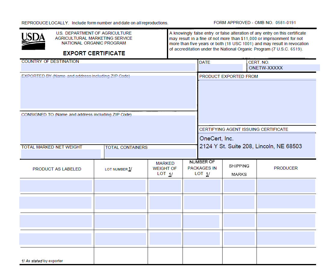 TM-11 Export Certificate (Taiwan)